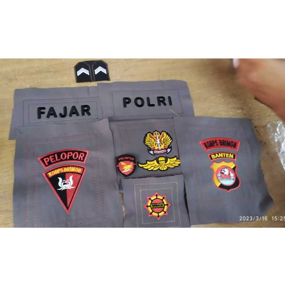 Satu Set Bordir Polri/Brimob Bordir Biasa No Timbul