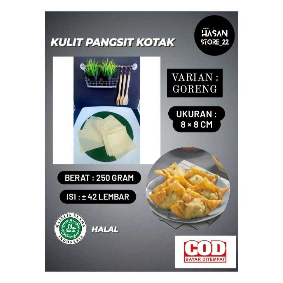 

Pangsit Goreng Kotak 250 gram Putih 8cm x 8cm Kulit Pangsit Enak,Gurih,Halal