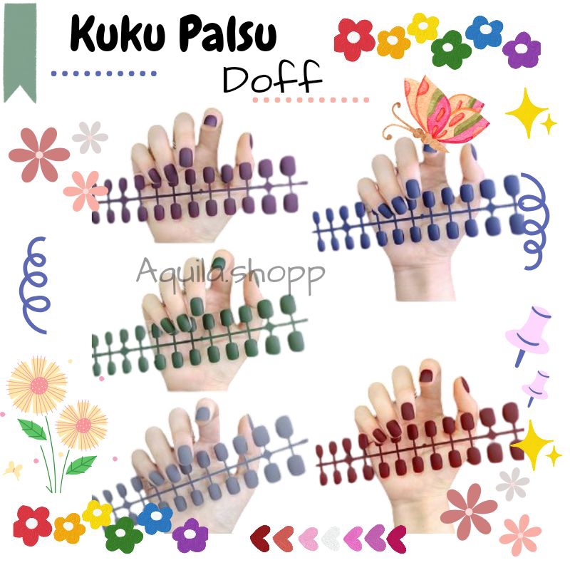Kuku Palsu Doff / Fake Nails False Nail Art Elegant 24 Pcs / kuku palsu Pendek Warna Polos Simple