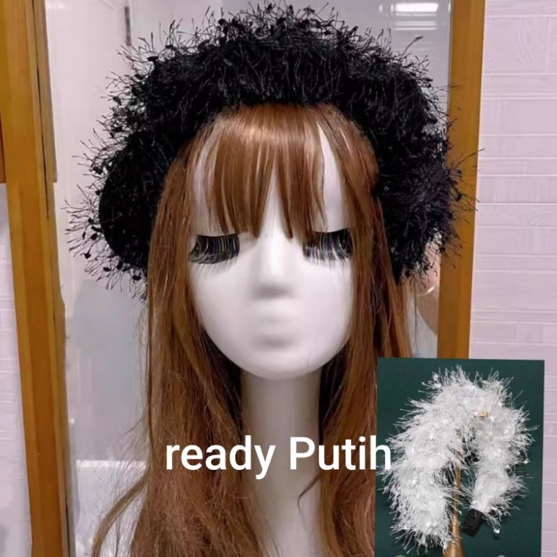 Bando Bulu Bulu Putih Untuk Pesta / Bando Wanita Mewah Dress Code Unik