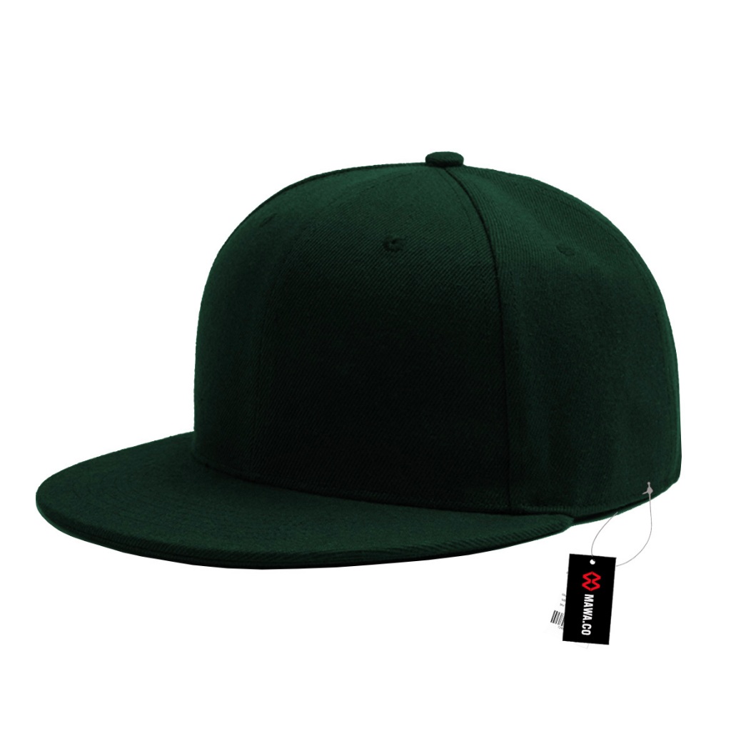 Mawa.co - Topi Snapback Kain Hip Hop Polos Hijau Botol Unisex
