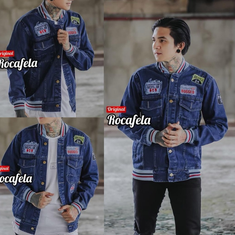 TANS - Jaket Bomber Jeans Hiphop Vintage Casual Rocafela 04 Premium / Jaket Denim Terlaris