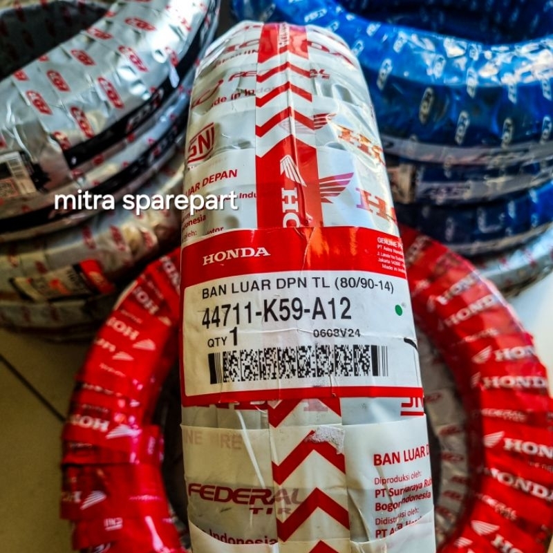 Ban Luar Tubeless [AHM]  80/90-14 - Ban Depan BEAT/SCOOPY/SPACY/VARIO [100%ORIGINAL AHM]