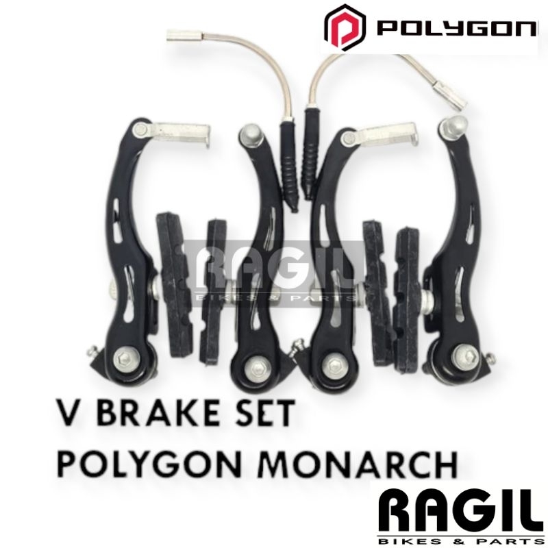 KALIPER REM V BRAKE POLYGON MONARCH BESI VBRAKE SEPEDA BMX FEDERAL MTB HITAM SEPASANG DEPAN BELAKANG