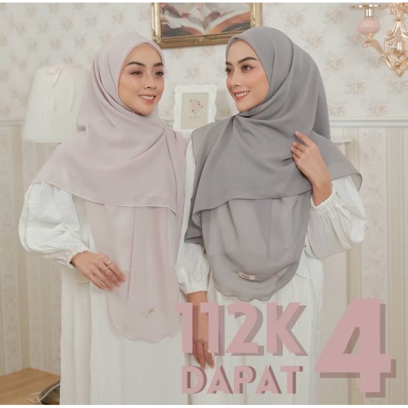 Alqeera-Malay scarf 4 oval 112K Get 4 pcs(Hijab segiempat malay 4 oval jumbo 130cm polycotton bela s