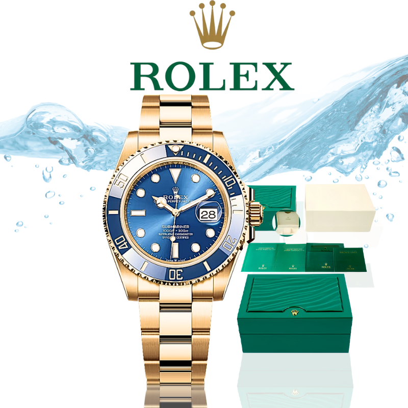 [100% Impor Swiss] Jam Tangan Submariner Biru Rolex M126618lb-0002 Oystersteel Jam Tangan Pria Emas 