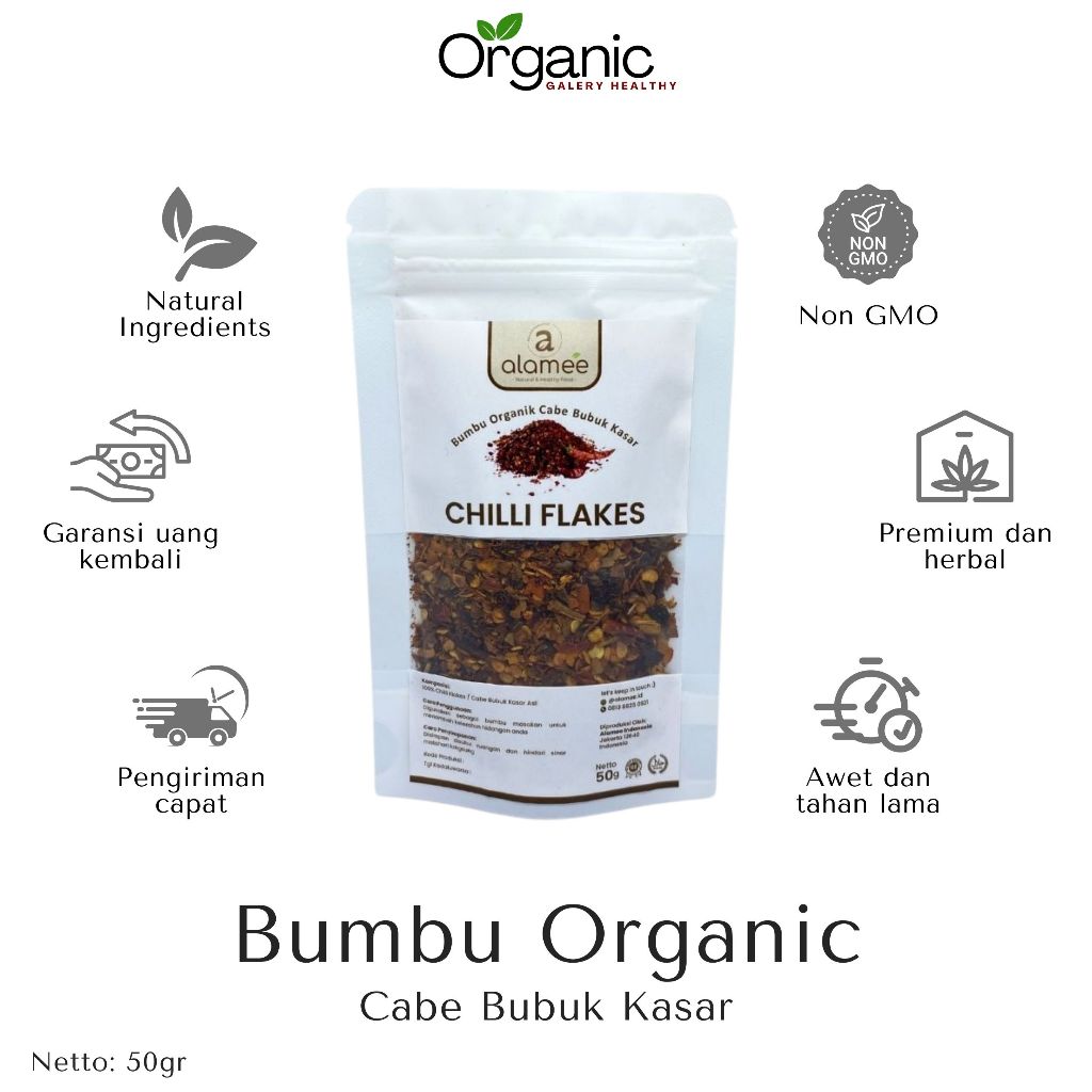 

BUMBU CABE BUBUK KASAR CHILI FLAKES CABAI BUMBU ORGANIK HERBAL HEALTHY RIMPANG REMPAH MURNI