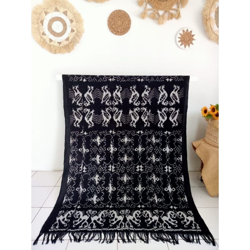 KAIN TENUN ETNIK NUSANTARA, KAIN TENUN BLANKET TRADISIONAL TROSO JEPARA TERBARU WARNA HITAM, KAIN TE