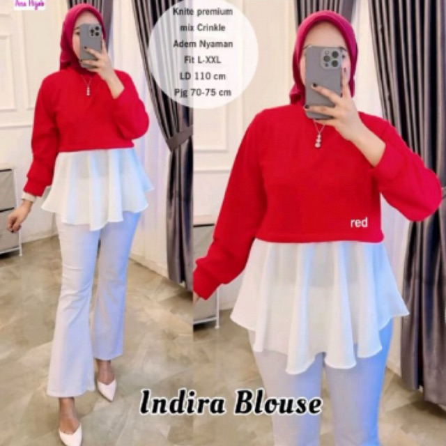 Kemeja wanita merah putih