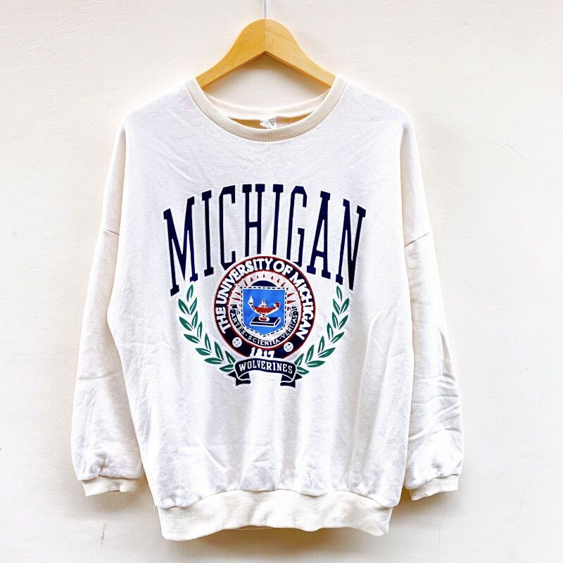 preloved thrift crewneck michigan