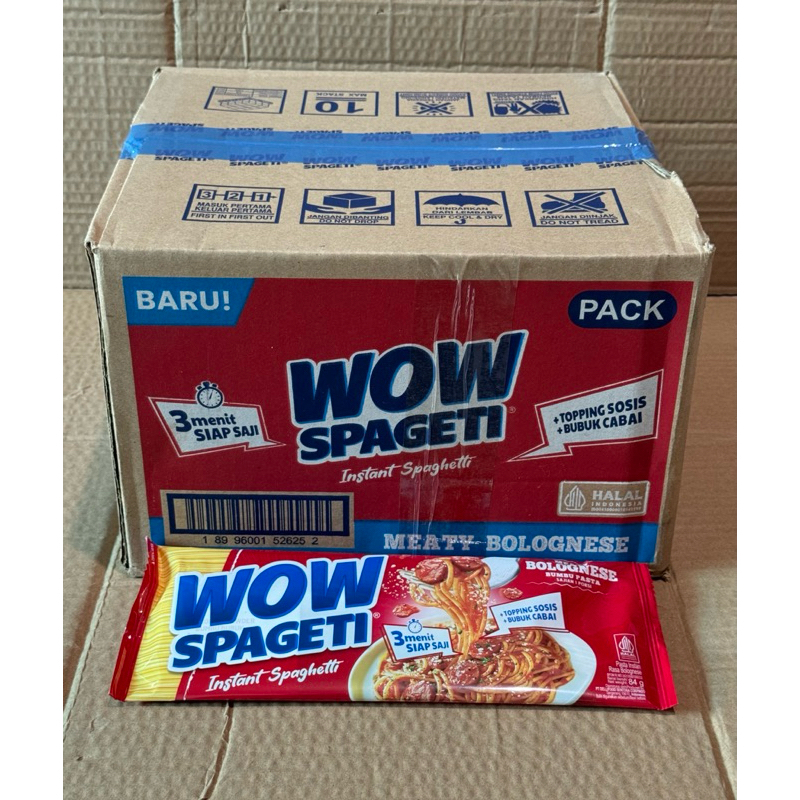 

WOW SPAGETI MEATY BOLOGNESE - Instant Spaghetti ( satu dus isi 40 bungkus )