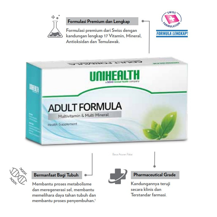 Multivitamin Dewasa Lengkap ADULT FORMULA Unihealth untuk Tubuh Fit