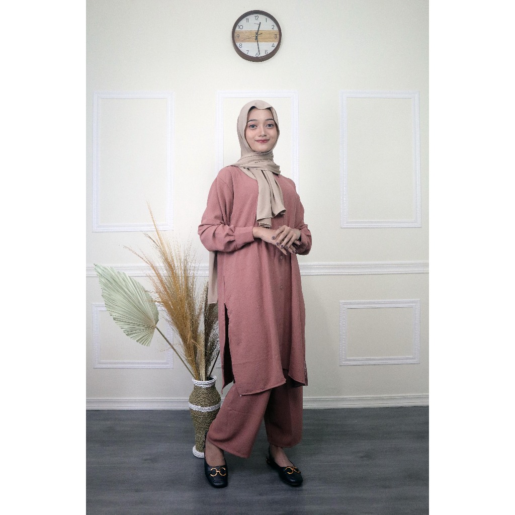 Kiaria - Setelan Wanita Crinkle Model Tunik Terbaru One Set Kyla