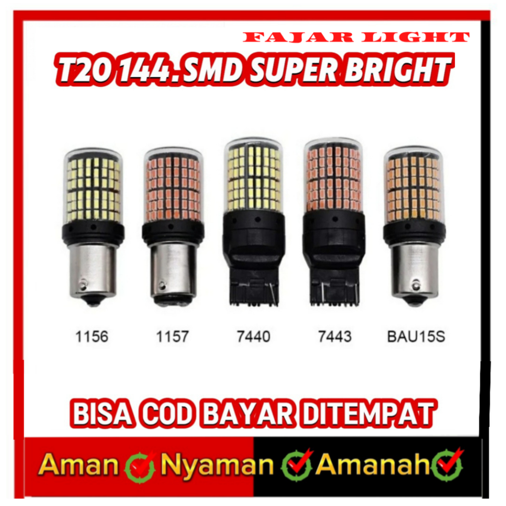 Lampu Sen Mundur LED T20 7440 144.SMD Lampu mobil Super Terang