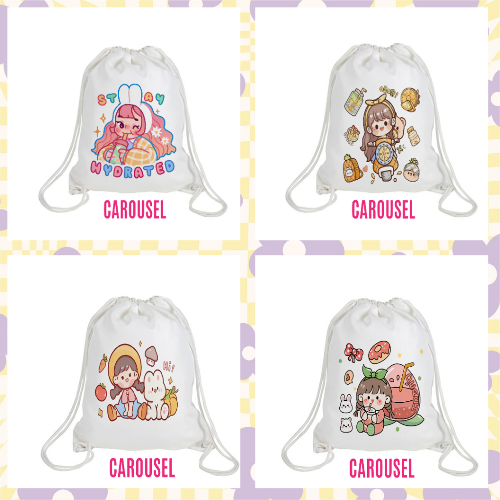 ToteBag Resleting / Tas serut Drawstring Kanvas Lucu / Tote Bag Wanita Pria /Tas Aesthetic / Tas ana