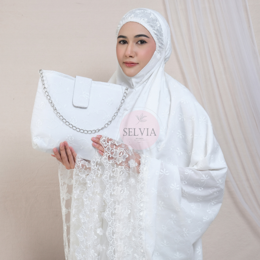Mukena Dewasa Katun Paris Motif Bordir Jumbo Renda Brukat Hafsah