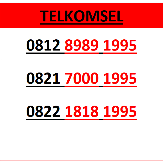 Nomor cantik simpati 4g 5g seri tahun 1995 r2000