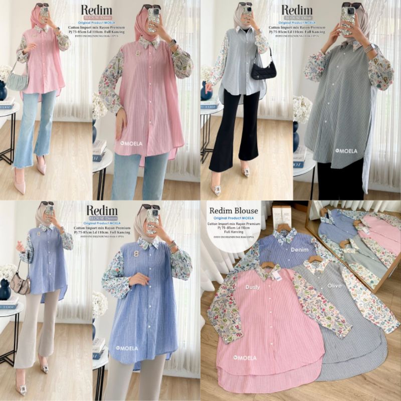 Redim Blouse Oversize Atasan Kombinasi Jumbo Allsize Busui Premium Catton Rayon Original Ori Moela B