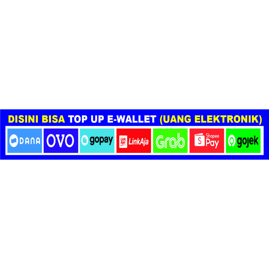 SPANDUK KONTER LOGO E-WALLET WARNA BIRU TIDUR (CUSTOM REQUES NAMA KONTER)
