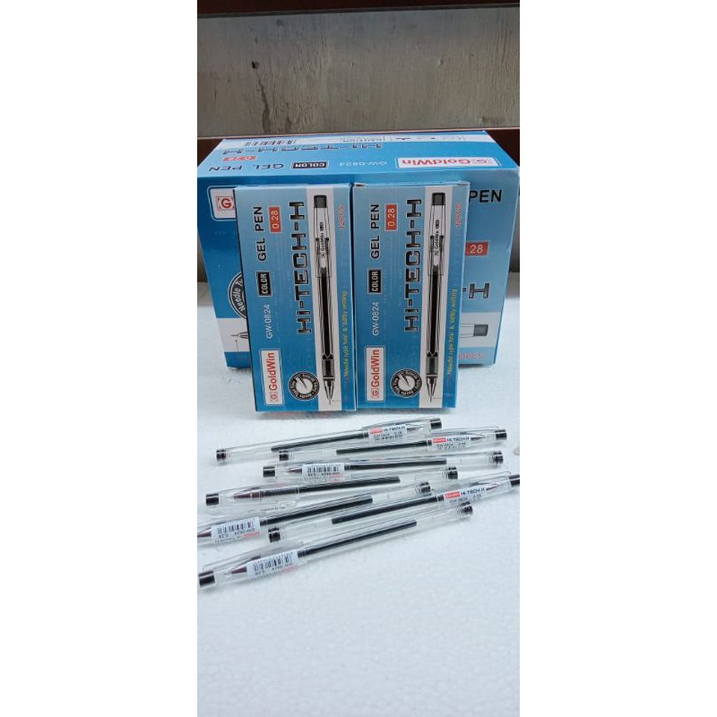 

(1pak) Ballpoint gel Hi Tech Goldwin/Pulpen goldwin Gw-0824/gel pen 0,28mm/bolpoin tinta hitam