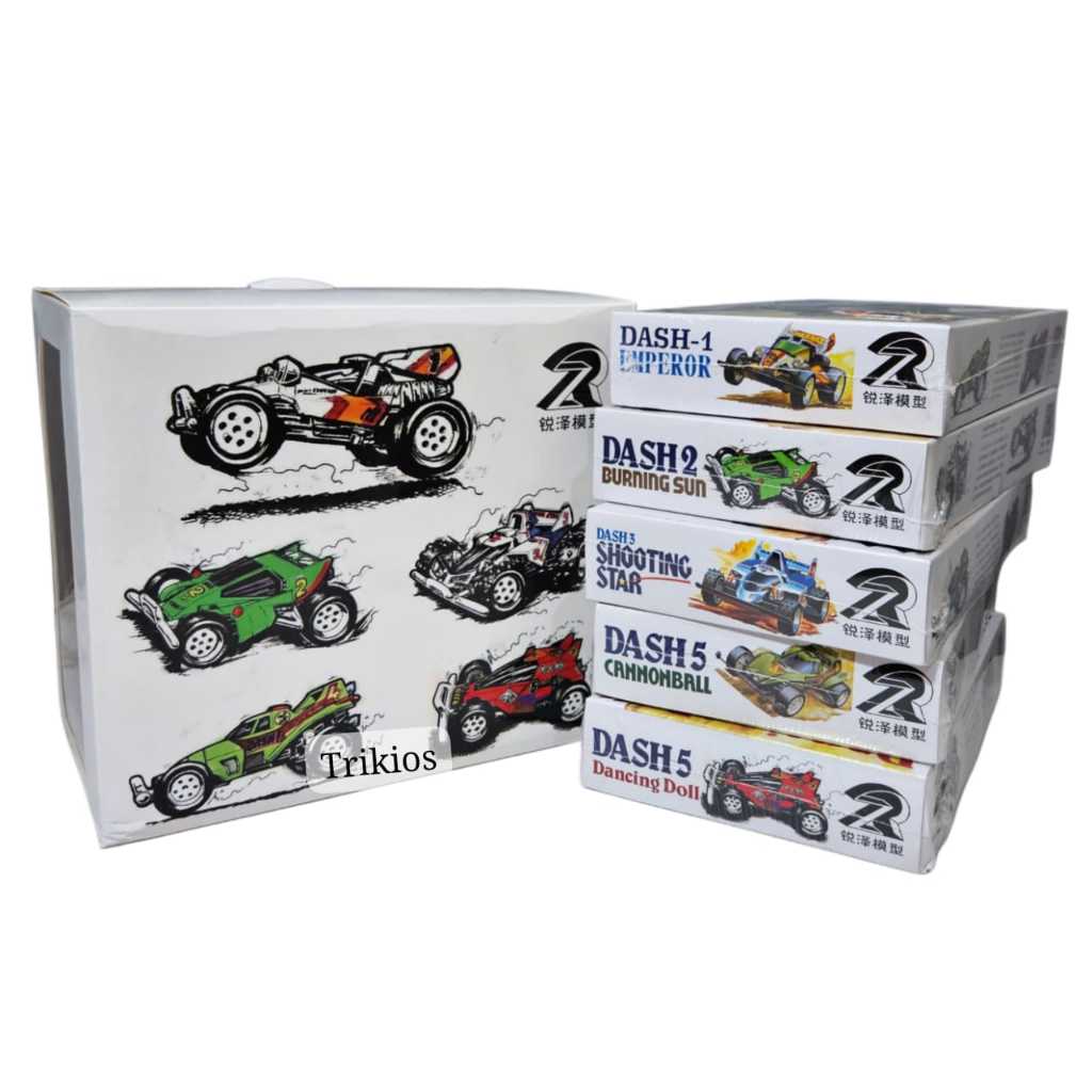 Mobil Mainan Rep. Tamiya Mini 4wd Merk RUIZE Paket DASH Series 1-5 Emperor Burningsun Canonball Shoo