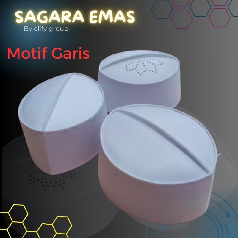 PECI MOTIF GARIS putih polos /peci haji/peci santri/peci haji