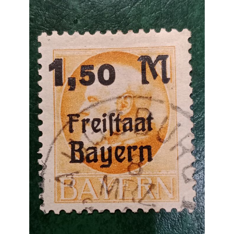 

Prangko Jerman Bavaria 1,50 M Overprinted Tahun 1919 USED