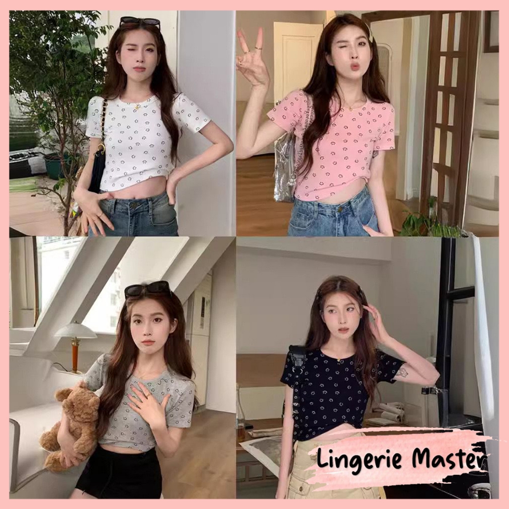 [ LINGERIE MASTER ] - (T-147) Korean Sexy Crop Top Atasan Lengan Pendek Import