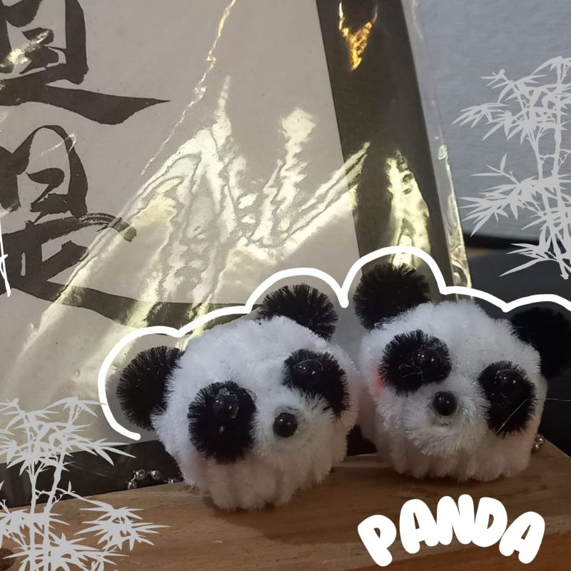 keychain handmade dari pipe cleaner karakter panda | sebagai aksesoris tas atau hp | desain lucu dan