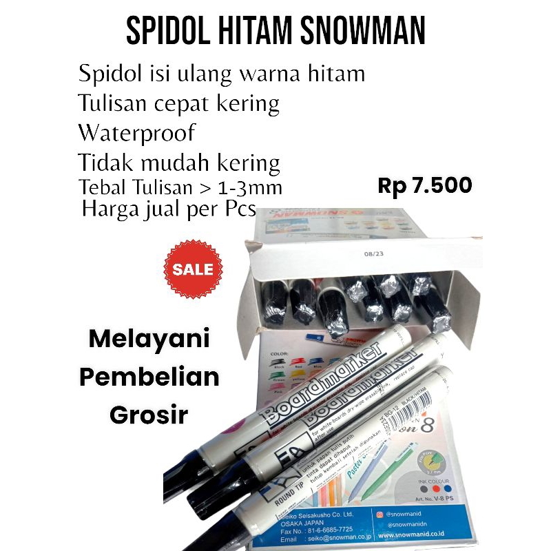 

{APM}Spidol/ Boardmarker/ Isi Ulang (Hitam) Merek Snowman