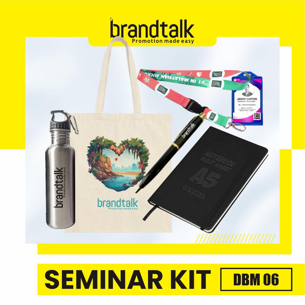 

Pulpen Besi Grafir, Notebook Kulit Karet A5, Totebag Canvas Custom, Paket Lanyard, Tumbler Stainless - Paket Seminar Kit Custom - DBM 6