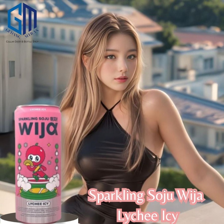 

WIJA SPARKLING ICY LYCHEE SOJU CAN 320 ml LECI SODA KALENG PINK ICE 320ml