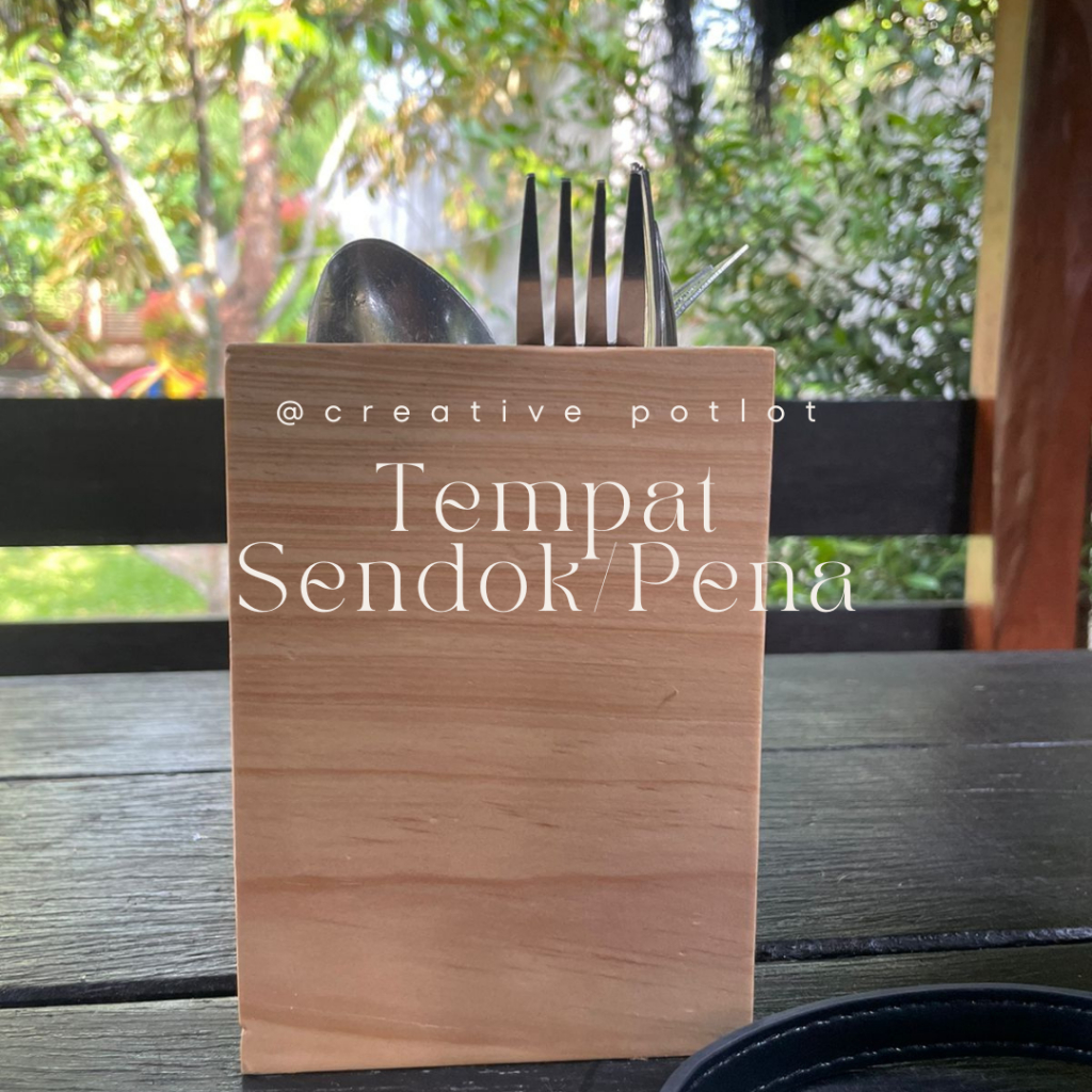 Tempat Sendok Tempat Pena Kotak Kayu