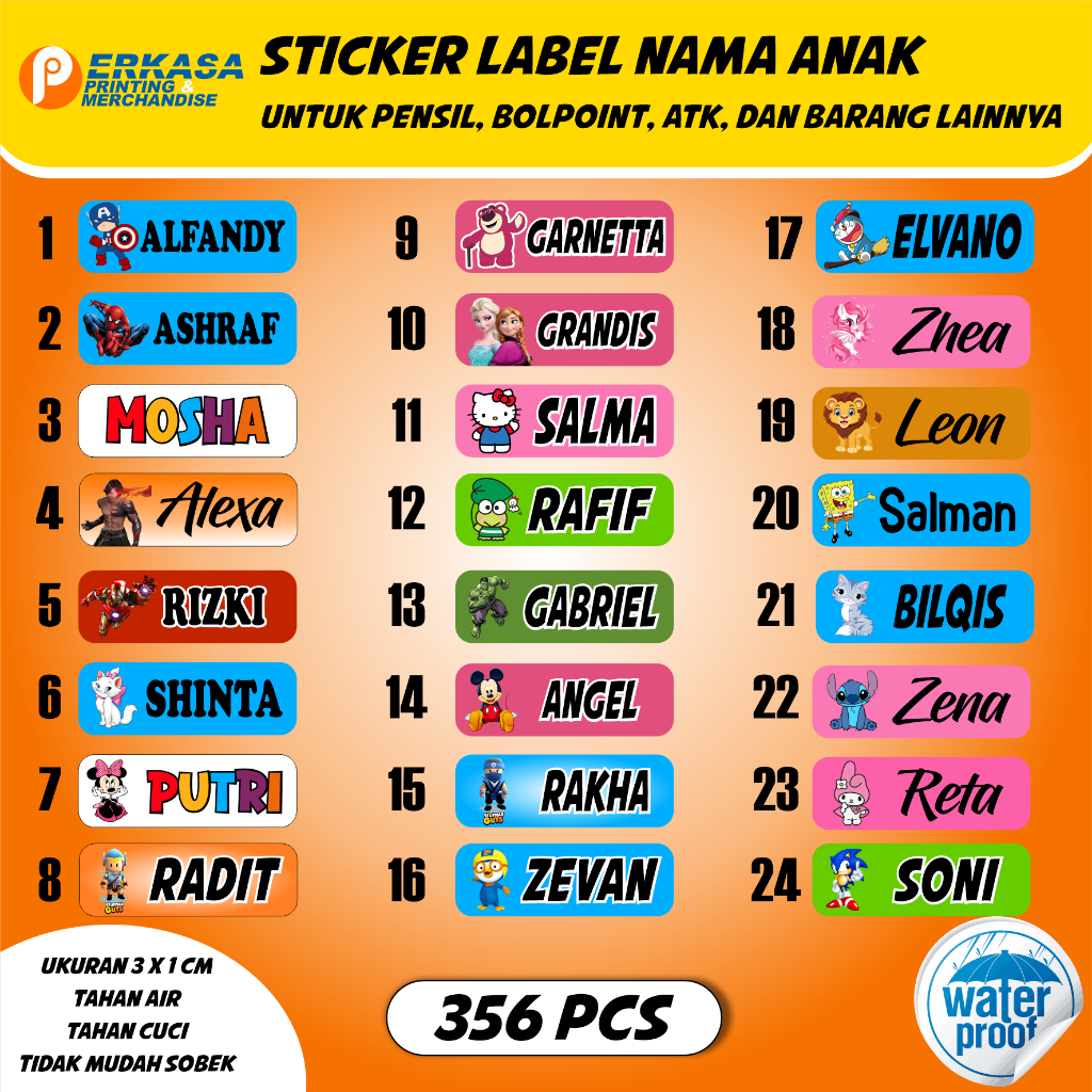 

Stiker Label Nama Anak/stiker pensil/stiker nama/stiker pulpen/stiker ATK