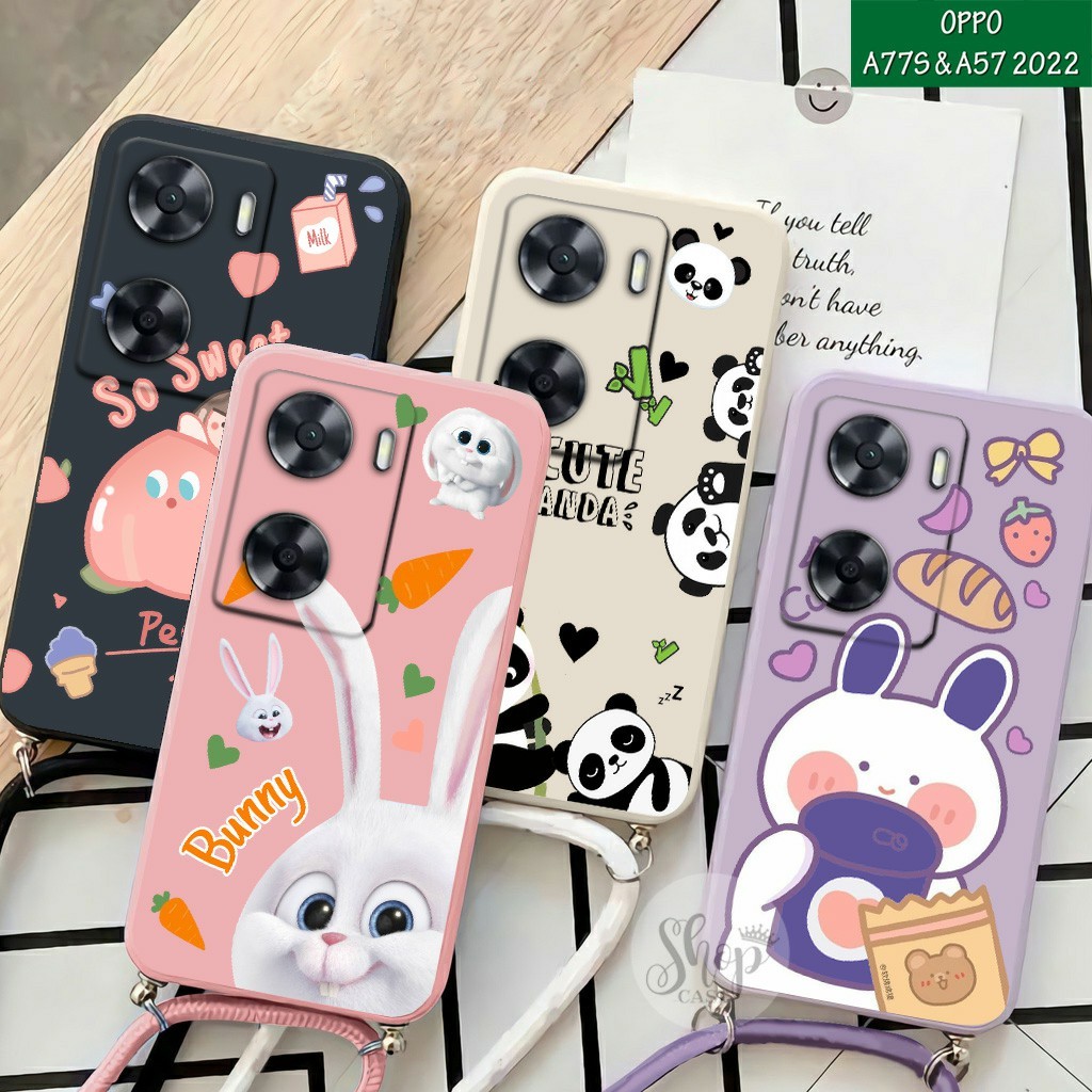 Softcase Motif + tali  Oppo A57 2022 Oppo A77S 2022 Case Oppo A57 2022 Case Oppo A77S 2022 Case Oppo