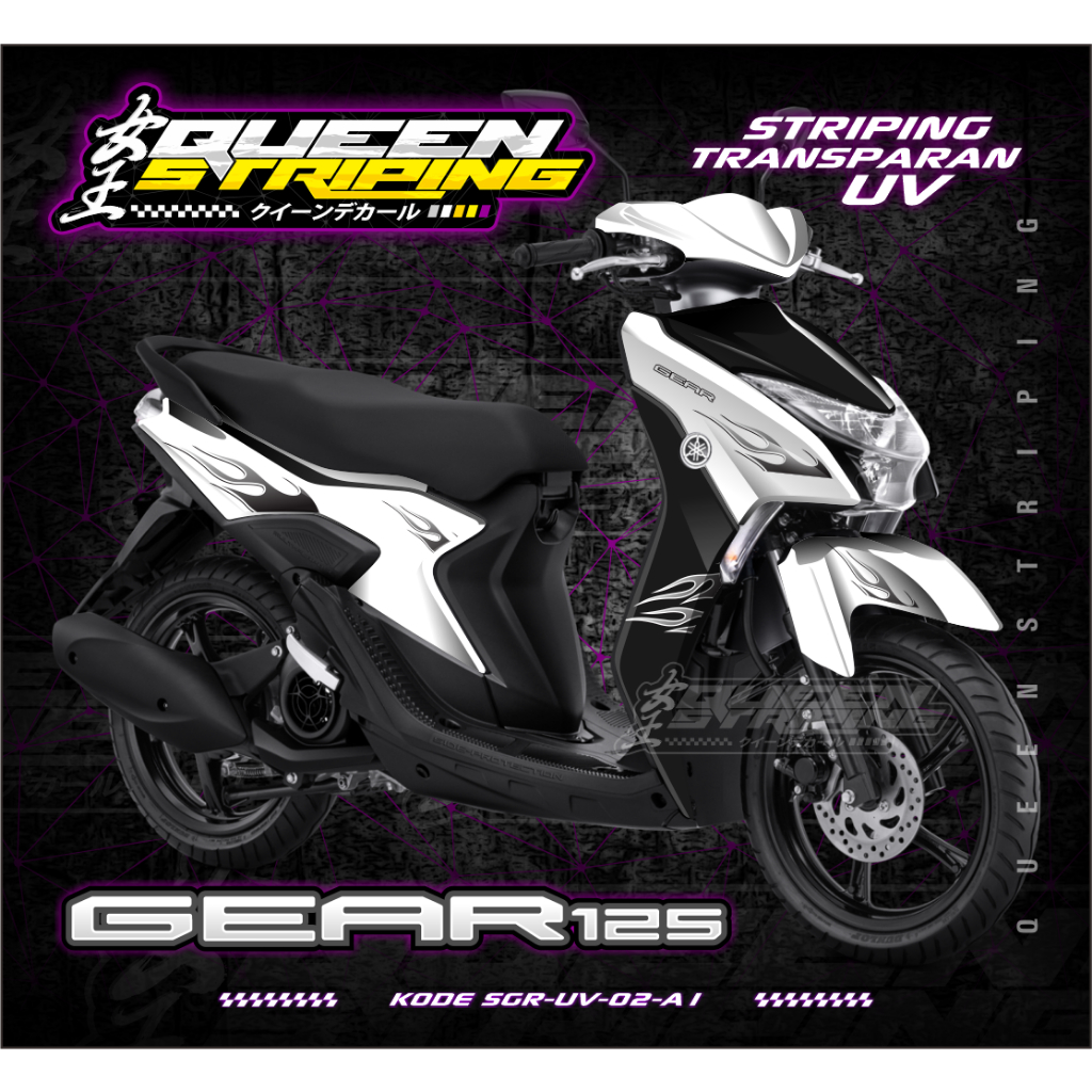Stiker Transparan UV Gear 125 Custom Api Gradasi - Striping Stiker Motor Gear 125 - SGR