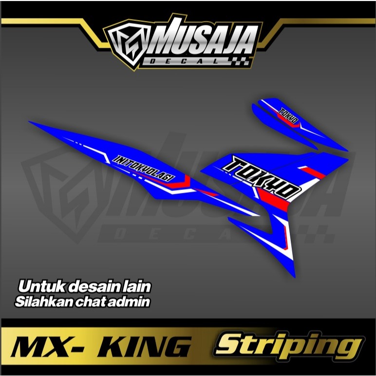 Stiker Striping mx king  biru pink transparan uv glossy premium custom
