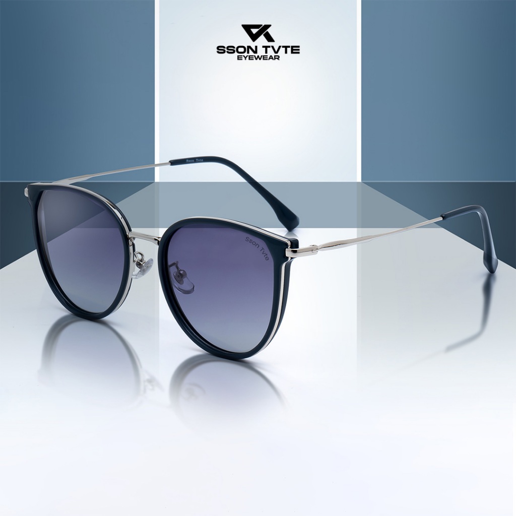 SSON TVTE Kacamata Hitam Bulat Metal Sunglasses Polarized Fashion Outdoor Pria Wanita P28227