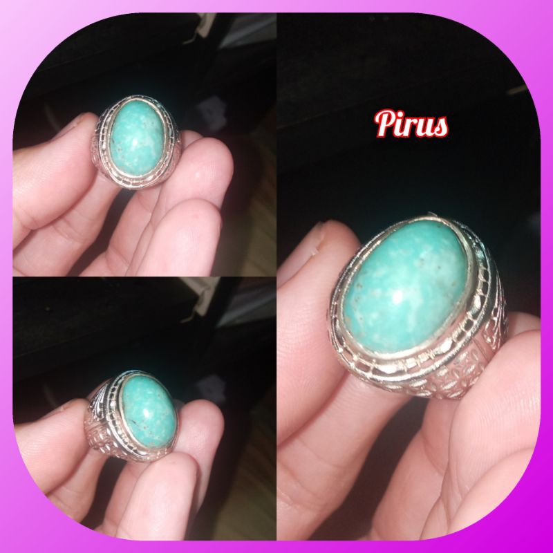 Cincin Batu Permata Pirus Asli Natural