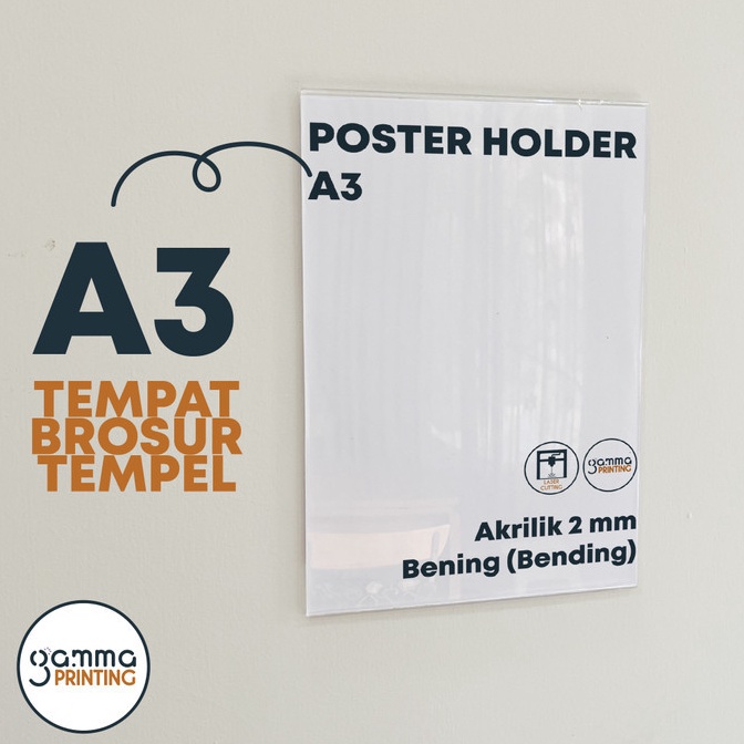 

KODE L94K Akrilik Tempat Poster A3 Tempel Dinding Brosur Holder Qris Barcode Menu Wall Acrylic A3