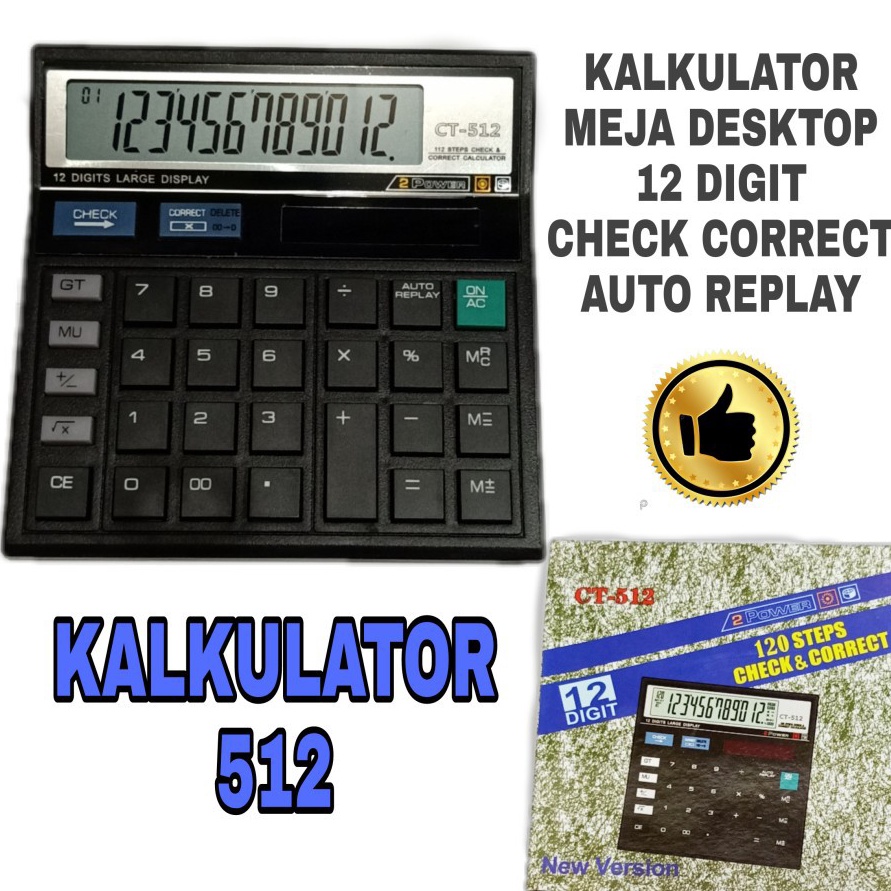 

KODE B78E Kalkulator Desktop 12 Digit Check Correct CT 512