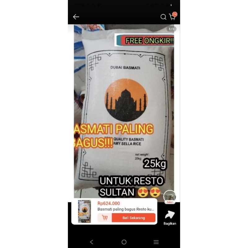 

Beras basmati merek DUBAI 25 Kilo