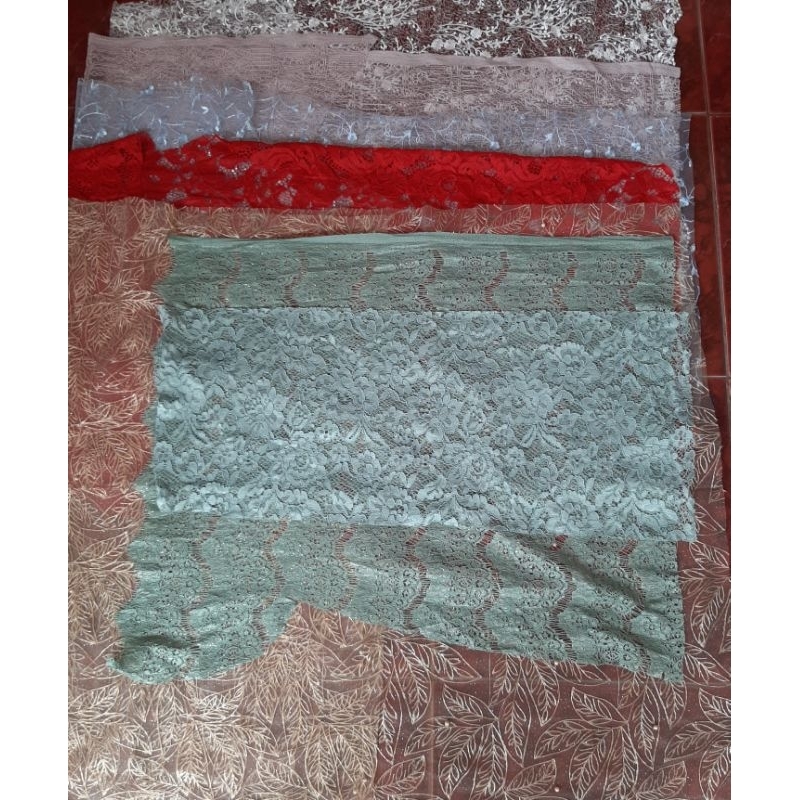 Kain Brokat Perca Brokat Lace Tile Mutiara Kiloan