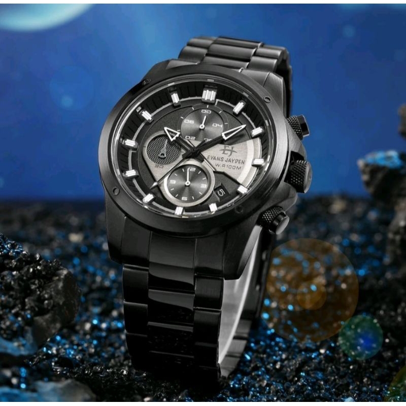 Evans Jayden Jam Tangan 9589 Rantai Kaca Sapphire Chronograph Water Resistant