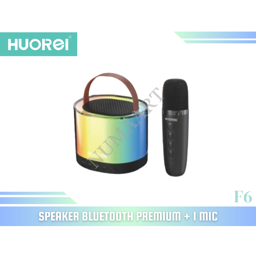 HUOREI F6 / SPEAKER BLUETOOTH LED MINI PORTABLE KARAOKE + 1 MIC VERSATILE KARAOKE SPEAKER WIRELESS