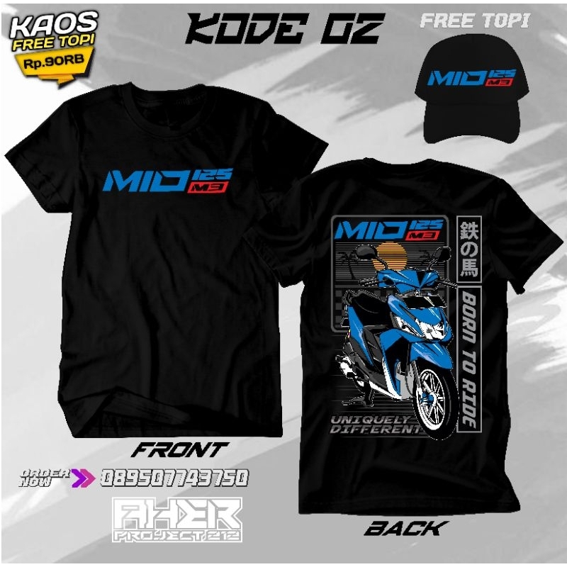 KAOS DESAIN MOTOR MIO M3 FREE TOPI||KAOS MODEL MOTOR MIO M3||KUALITAS PREMIUM