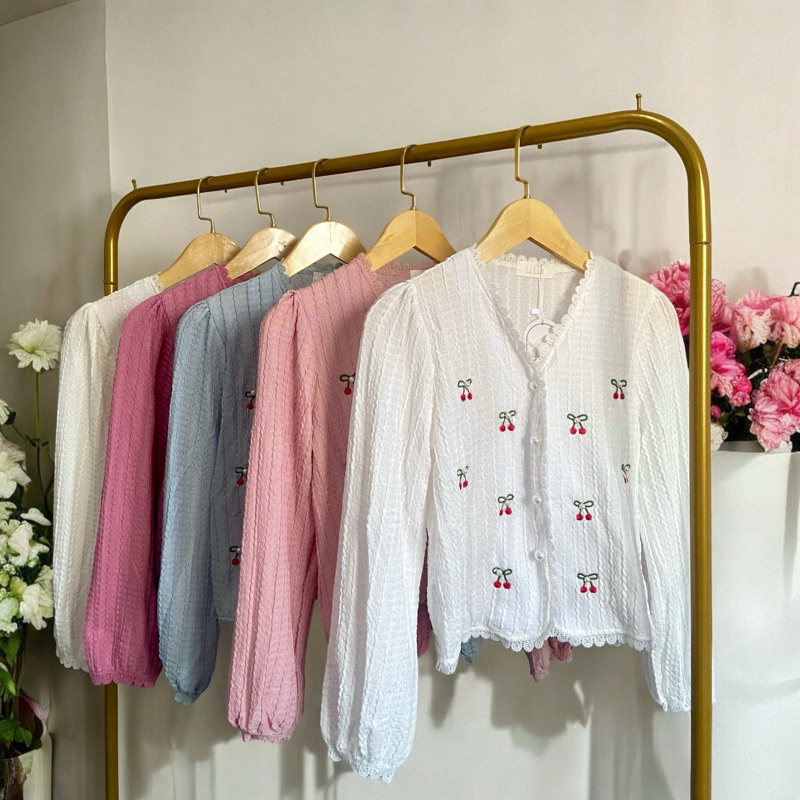 Cherry Knit Cardigan | Cardigan Import Premium Bangkok | Outer Lucu Coquette | Blouse Wanita Korean 