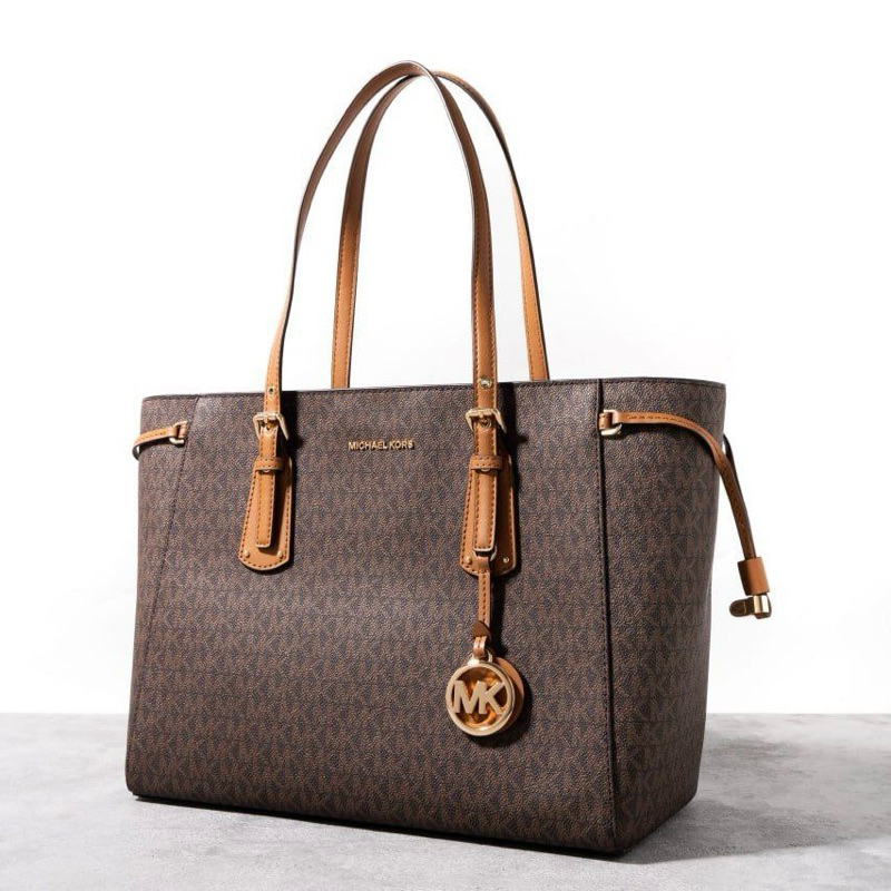 Original Michael Kors MK Voyager Medium Logo Tote Bag in Signature Canvas