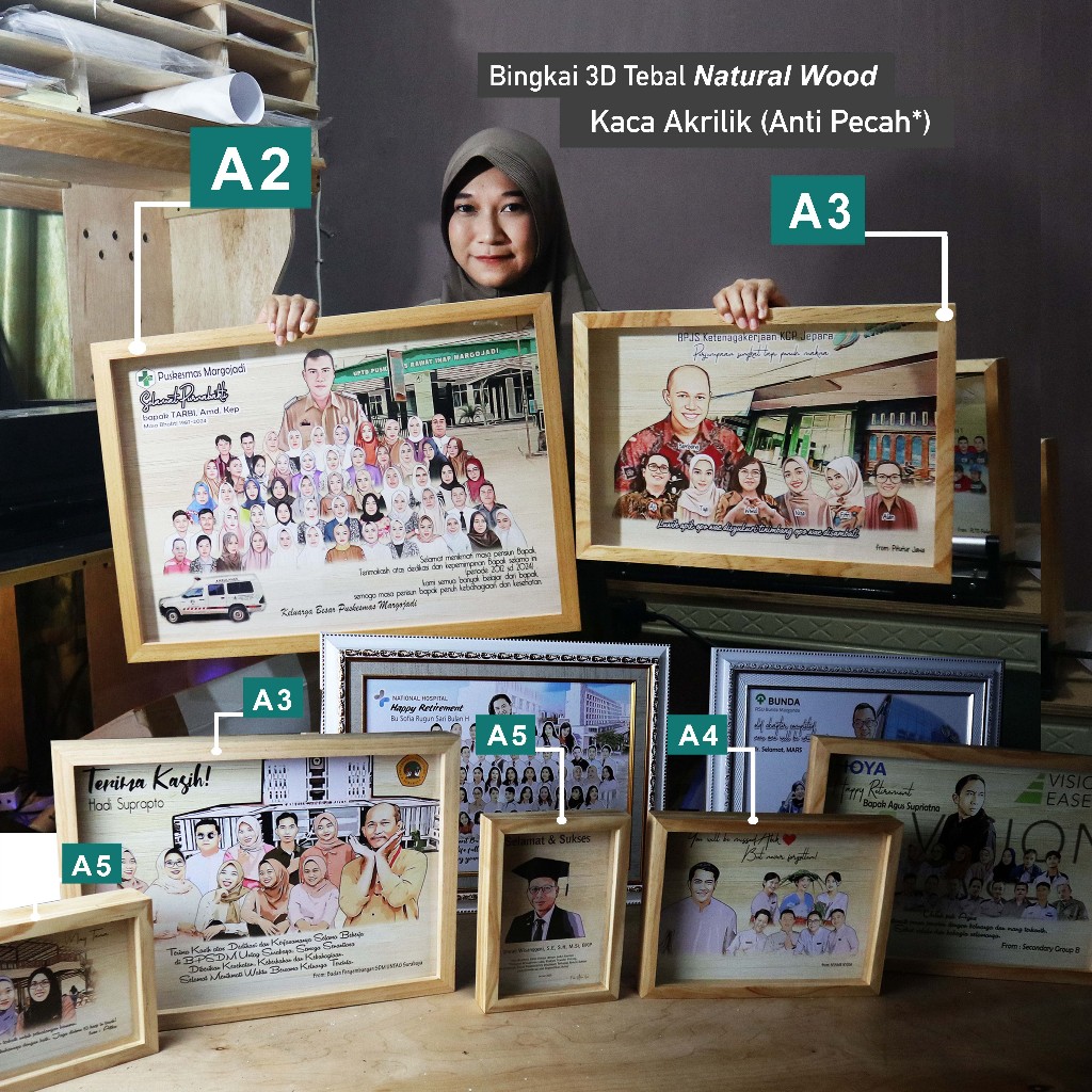 Karikatur Kado Perpisahan, Hadiah Wisuda, kado wisuda, ultah, purna tugas, pensiun  - Saffana Desain