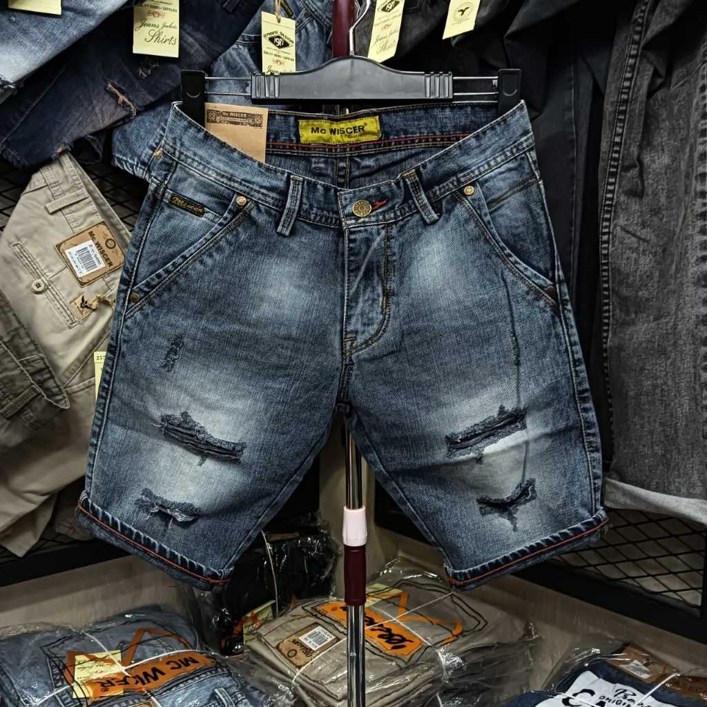 celana jeans wiscer sobek pendek // celana pendek pria wiscer original // celana pendek distro model
